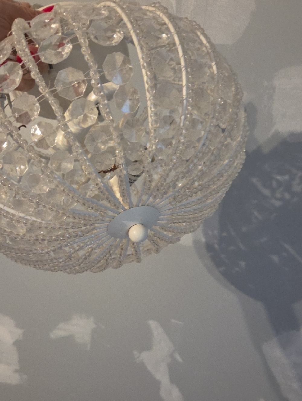 White Hanging Light Fixture - Round Pendant - Picture 3 of 3